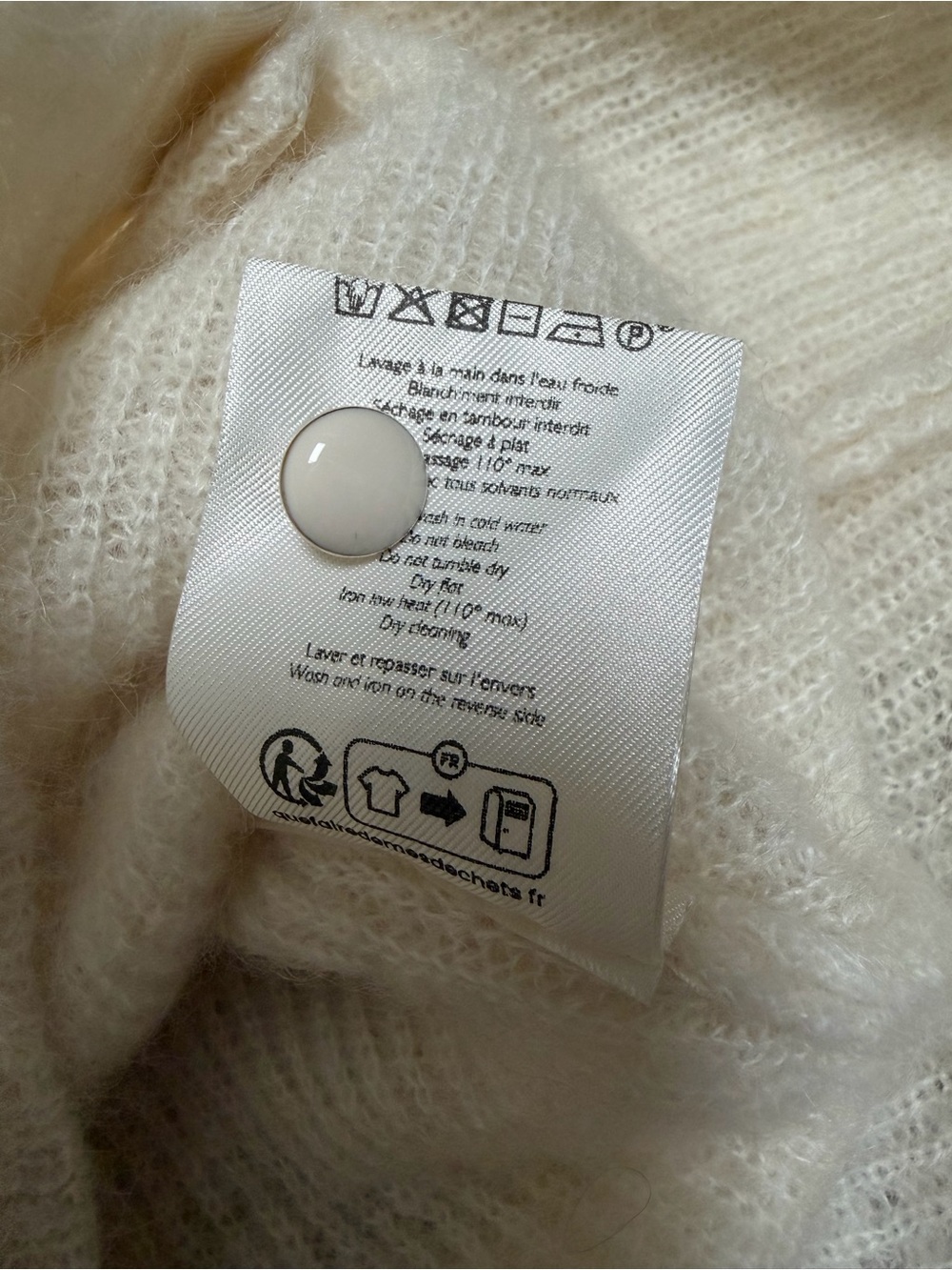 SEZANE Barry Ivory Ecru Mohair Alpaca Blend Cardigan Sweater V Neck Size XS - Picture 12 of 13